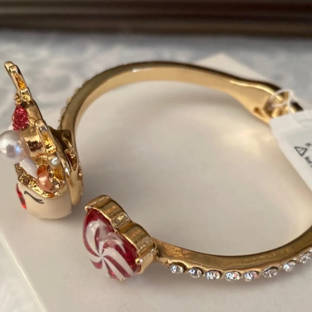 BETSEY JOHNSON Christmas Santa Baby Rudolph Red-Nose Reindeer Hinge Bracelet NWT